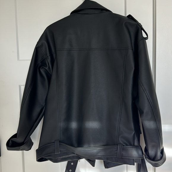 NOISY MAY & ONLY SLADE OVERSIZED FAUX LEATHER JACKET - Picture 3 of 7